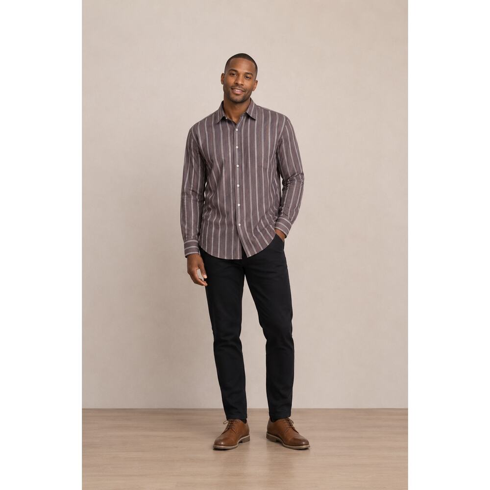 Stafford Mens 16.5 33 Long Sleeve Striped Button Down Dress Shirt